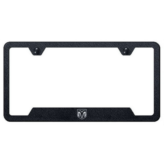 Dodge Ram Head Laser Etched Logo Cut-Out License Plate Frame (Silver on Black)