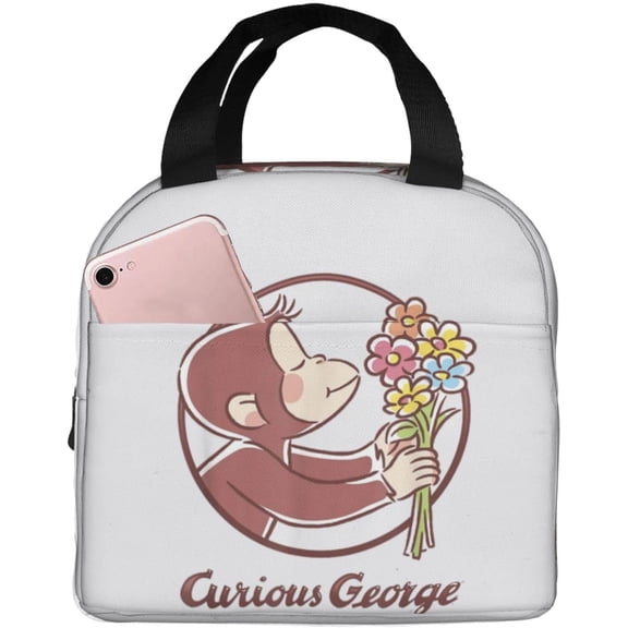 Curious George Cooler Lunch Bag Portable Insulated Daily Lunchbags Reusable Bento Lunch Box