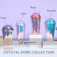 thumbnail image 5 of Shop Uwu Reusable Plastic Cup With Lid And Straw - Double Walled Insulated Cup With Crystal Dome Lid; Cold Drink Tumbler With Straw; Reusable Transparent Iridescent Cups - 560ml (Grey), 5 of 5