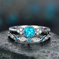 thumbnail image 3 of CILENON Diamond Rings Ring Fashion Women's Jewelry 1 Diamond Rings Couple Set Pair 510 Size Rings Crystal Rings Diamond Band Rings for Women Engagement Rings(Sky Blue,9), 3 of 3