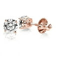 thumbnail image 2 of JewelMore 1/6 Carat - 6 Carat | 14K Rose Gold | Lab Grown Diamond Solitaire Stud Earrings | Round Shape Screw Back Prong Setting |(IGI Certified 1.00 ct & up)| Earrings, 2 of 7