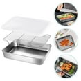 thumbnail image 2 of SUTENGDA 1 Set of Stainless Steel Roasting Pan with Rack Kitchen Storage Pan Oil Straining Grill Plate, 2 of 7