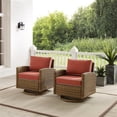 thumbnail image 2 of Crosley Furniture Bradenton Fabric Swivel Rocker Chair Set in Red (Set of 2), 2 of 14