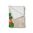 thumbnail image 2 of Leprechaun Soft Flannel Fleece Throw Blanket, Happy Waving Irish Character in a Coin Pot on Clover Silhouettes, Cozy Plush for Indoor and Outdoor Use, 50" x 70", Pale Tan Multicolor, by Ambesonne, 2 of 5