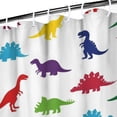 thumbnail image 3 of White Colorful Dinosaurs Silhouette Pattern Shower Curtain 36"x72" ,Bathroom Decorative Shower Curtains Set with 12 Hooks,Modern Waterproof Washable Shower Curtain, 3 of 6