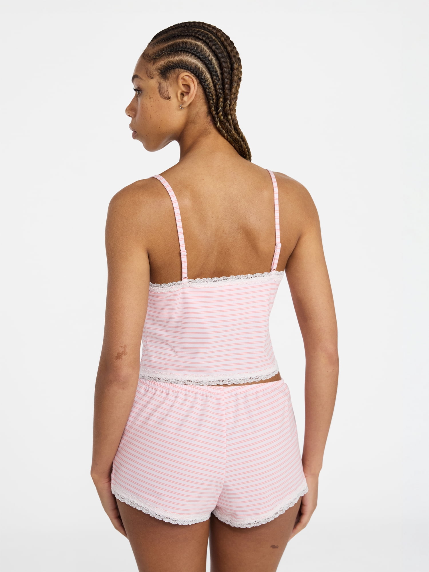 No Boundaries Lace Cami and Shorts Sleep Set, 2-Piece, Women's XXS-3X