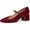 Red, variant on Women's Chunky Low Block Heels Mary Jane Closed Toe Work Pumps Comfortable Round Toe Dress Wedding Shoes