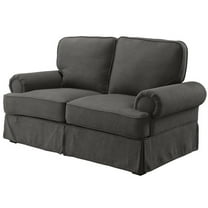Pemberly Row Transitional Fabric Upholstered Loveseat in Gray