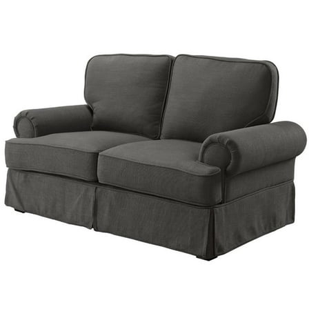 Pemberly Row Transitional Fabric Upholstered Loveseat in Gray