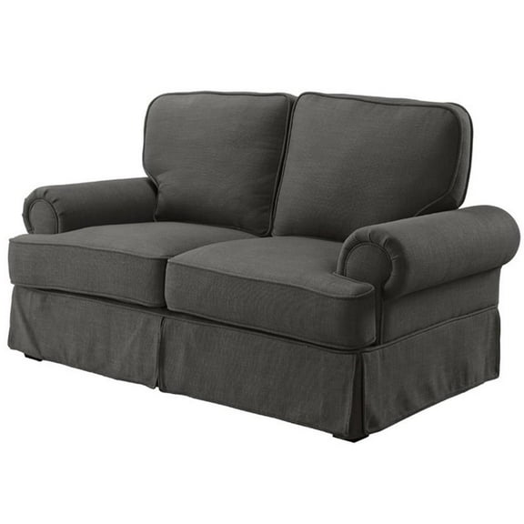 Pemberly Row Transitional Fabric Upholstered Loveseat in Gray