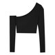 thumbnail image 4 of Women's Off Shoulder Long Sleeve T-Shirt Polyester Fabric Slim Fit Solid Color Crop Top for Parties and Fashion Event Yellow XL, 4 of 4
