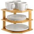 thumbnail image 4 of Bamboo Corner Plate Organizer for Cabinet, Space Saving Cupboard Organizer Shelf for Plates, Bowls and Dishes - Natural, 2 Pack, 4 of 11