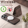 thumbnail image 4 of Removable Magnetic Wallet Case For iPhone 16,[Denim Grain Design] [Compatible With Magsafe] [With Card Slots] [Kickstand] 2-in-1 Detachable PU Leather Shockproof Wallet Case,Brown, 4 of 12