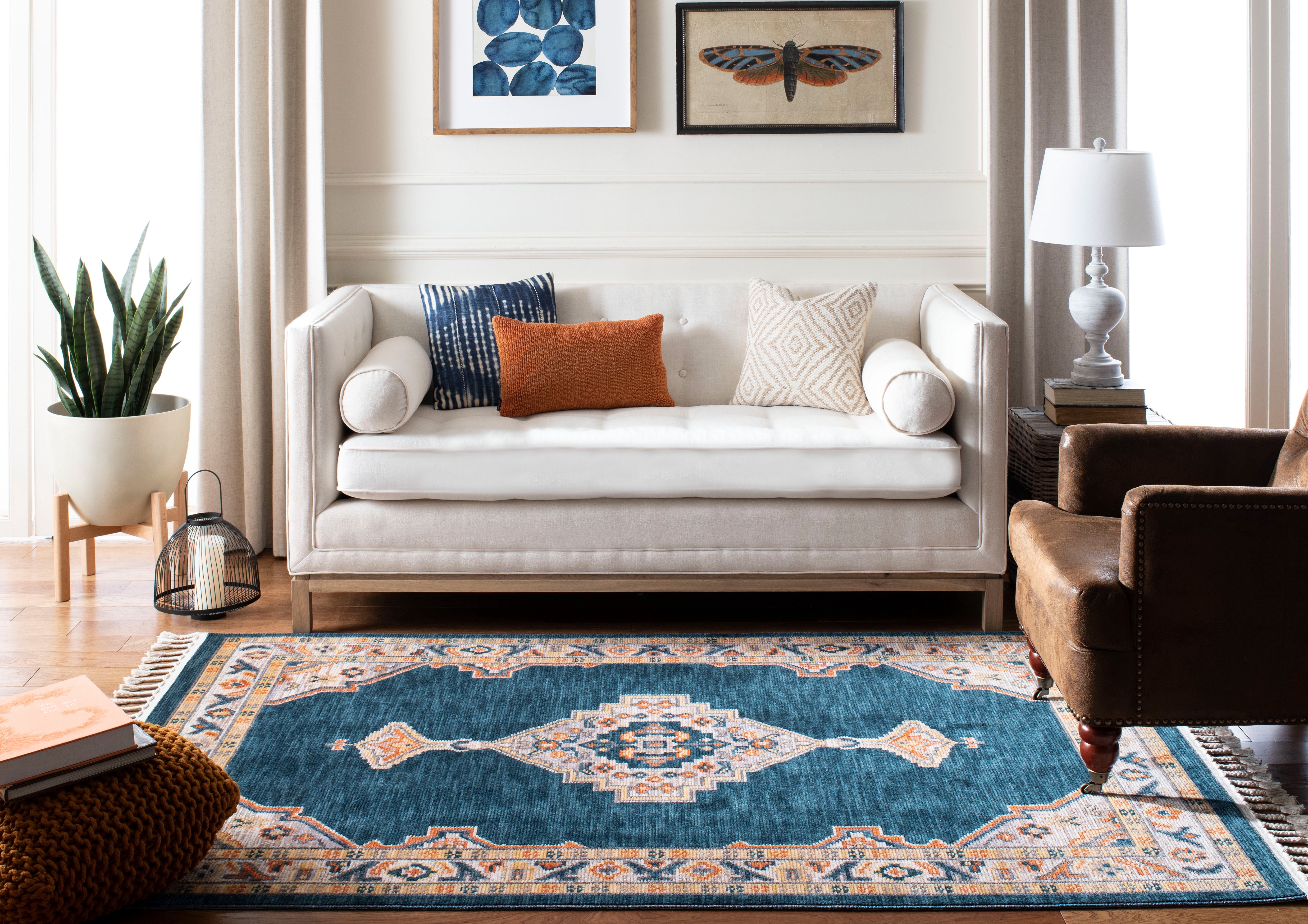 Safavieh Farmhouse Arline Southwestern Area Rug, Cream/Navy, 9' x 12'