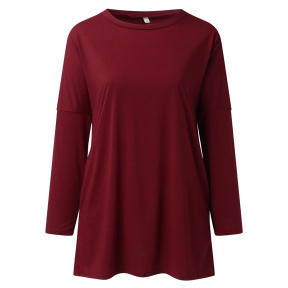 Aayomet Y2k Tops Womens T Shirts Long Sleeve Crew Neck Shirts Basic Tee Tops Blouse, L