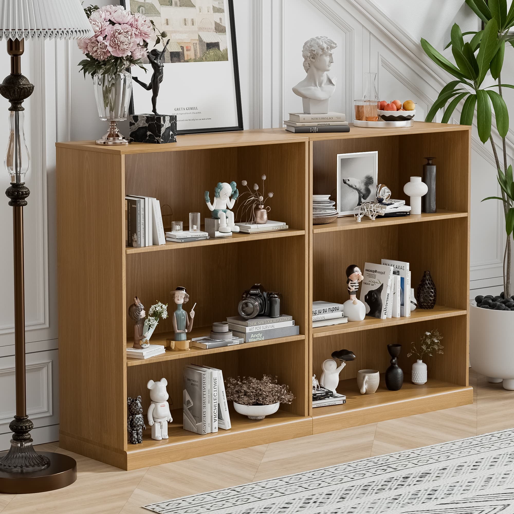 MAYEERTY 41"×31"×16" Natural Wood-Grain Storage Cabinet - Doorless Design, Roomy for Entryway Organizing