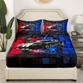 thumbnail image 3 of Erosebridal Racing Car Bed Sheets Set Queen Size,Geometric Buffalo Bedding Sets Queen Size,Blue Purple Bed Sheets Queen,Lightweight Car Room Decoration,4-Piece, 3 of 7