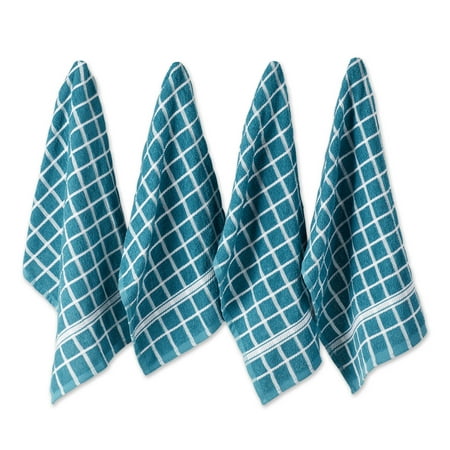 

Storm Blue Solid Windowpane Terry Dishtowel 4 Piece