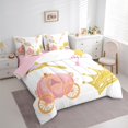 thumbnail image 3 of Manfei Pumpkin Carriage 7-Piece Bedding Comforter Set,Princess Gold Crown King Bedding Sets,Fairy Tale Theme Bed Sheets For Girls,Breathable Home Decor Reversible, 3 of 8