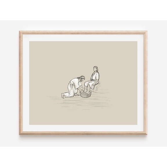 Jesus Washing Feet Print: Christian Bible Artwork Poster UNFRAMED Poster, Wall Art for Decor, Present, 8x12