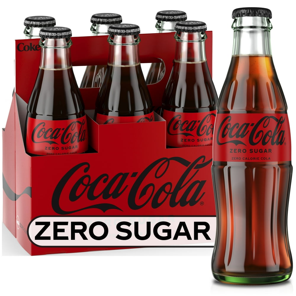 Coke Zero Sugar Soda Soft Drink, 8 fl oz, 6 Pack Glass Bottles