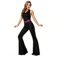 thumbnail image 2 of Women 70s Disco Jumpsuit Costume, Sparkly Halter V‑Neck Bell Bottom Jumpsuit with Pink Sequin Belt, Retro Disco Outfit for Halloween Theme Party Cosplay, 2 of 7