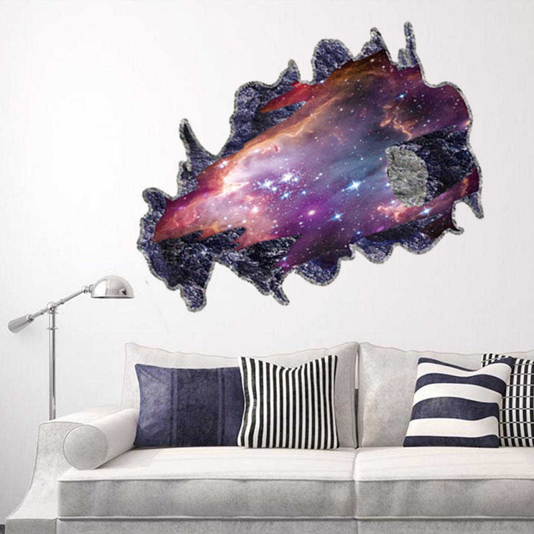 3D Space Galaxy Pattern Wall Stickers Creative Living Room Bedroom
