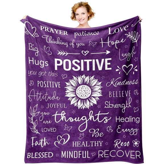 Get Well Soon Gifts for Women, Inspirational Gifts for Women, Hug Healing Blanket Purple 60’’X50’’, Feel Better/Thinking of You/Encouragement/Surgery Recovery/Cancer Care Gifts for Women