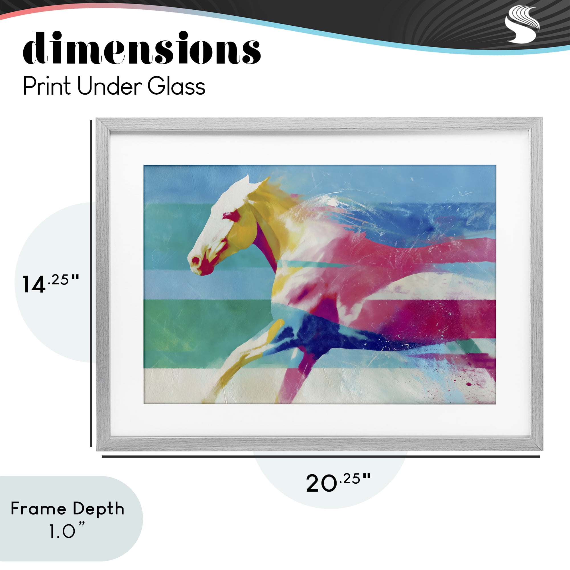 Stupell Industries Abstract Horse In Stripes Gray Framed Print Under Glass, design by Chromatic Storm Studio