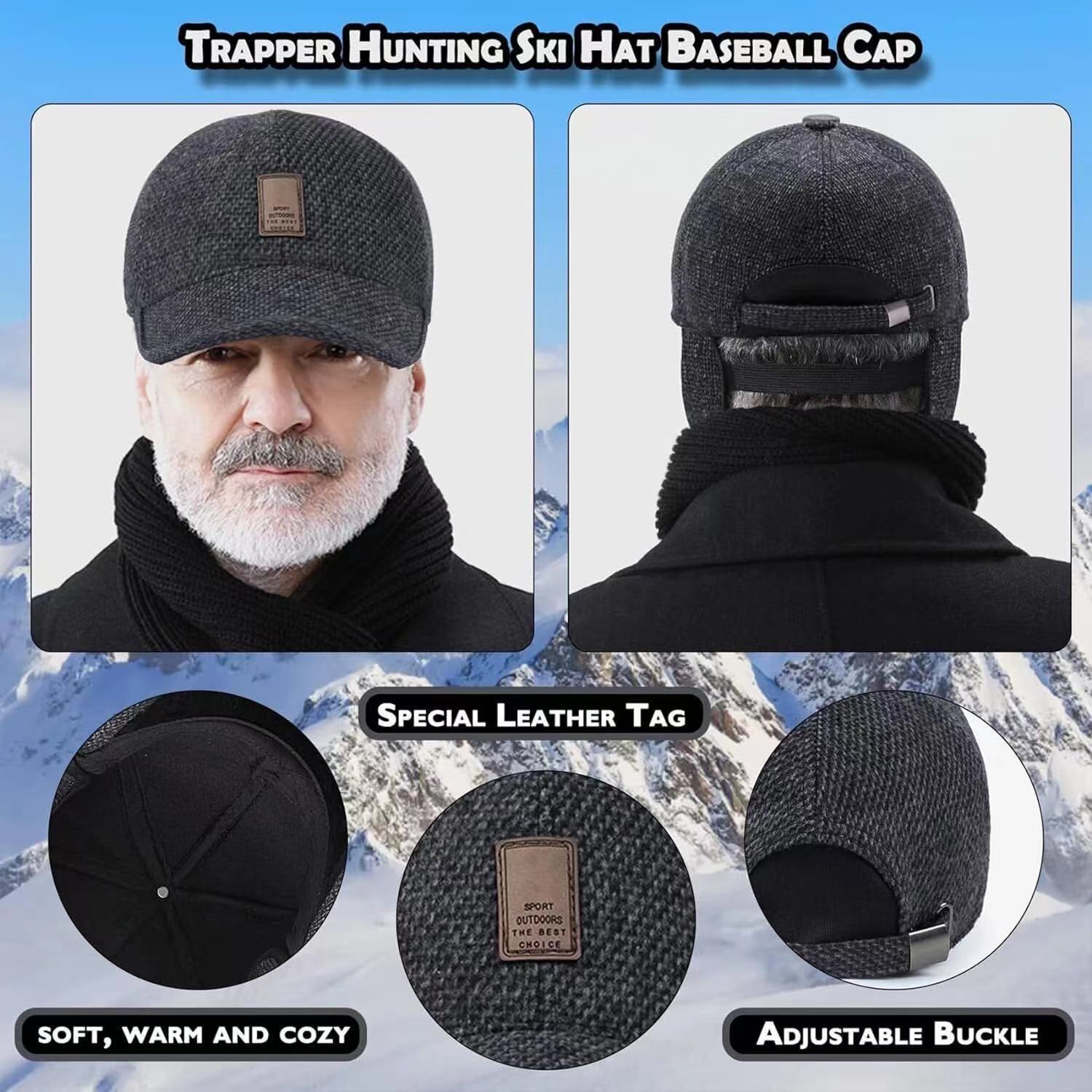 Casquette D’hiver Avec Oreillettes - Coton Chaud, Réglable, Unisexe, Pour Sport Et Plein Air En Saison Froide