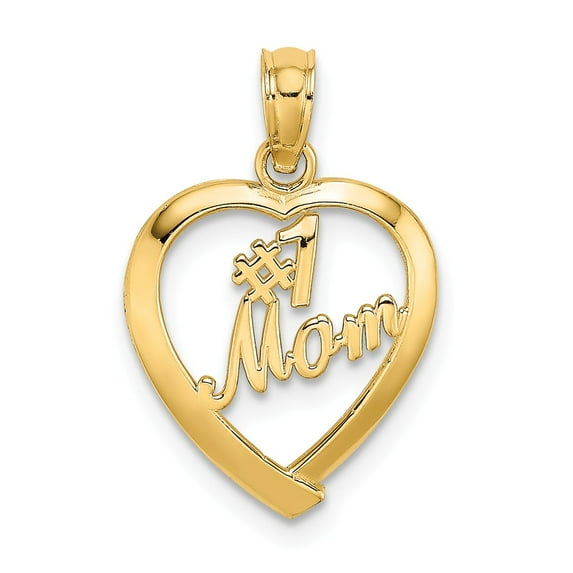 FB Jewels 14K Yellow Gold #1 Mom In Heart Pendant