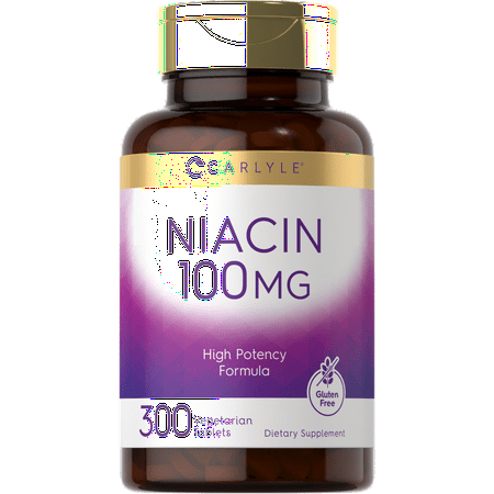 Niacin | 100mg | 300 Vegetarian Tablets | by Carlyle