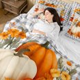 thumbnail image 5 of Erosebridal Plaid Pumpkin 7-Piece Twin Bedding,Fall Harvest Bedding Comforter Set,Grey,Reversible, 5 of 6