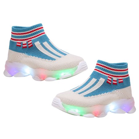 

HOMEMAXS 1 Pair LED Glowing Sneakers Breathable Air Mesh Socks Shoes for Boys Girls