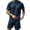Dark blue, variant on Men's 2 Piece Loungewear Set Short Sleeve Shirt & Shorts Summer Outfits Casual Comfortable Tracksuit Loose Fit Heavyweight Tshirt & Drawstring Shorts Casual Summer Outfits Dark Blue L