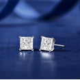 thumbnail image 2 of JeenMata 0.5 Carat Princess Cut Moissanite 4 Prong Solitaire Stud Earrings in 18k White Gold Plating for Women, 2 of 7