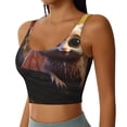 thumbnail image 2 of Gukieu Adorable Fluffy Bat Print Women's Sports Vest, Low-neck U-shaped Removable Pad Sports Bra for Yoga, Exercise, Dance-Large, 2 of 8