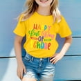 thumbnail image 2 of NINGMENG Hauts et T-Shirts pour Filles Enfants Été Rentrée Scolaire Imprimé Lettre Col Rond Manches Courtes T-Shirts Décontractés Amples Mode Urbaine, Jaune, 8-9 Ans, 2 of 4