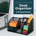 thumbnail image 2 of Greenco Mesh Desk Organizer Office Supplies Caddy, 6 Compartments, Small Black Desk Organizer for Pen, Pencil, Small Office Supplies and Stationary Accessories Storage Organization, 2 of 5