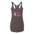 thumbnail image 2 of In October We Wear Pink Awareness Tri-Blend Racerback Tank Top, Brown, Large, 2 of 3
