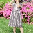 thumbnail image 5 of Odeerbi 3-8 Year Toddler Girls Summer Sparkly Sequin Dress Cute Party Birthday Dresses Fashion Solid Color Zipper Short Sleeve Dress Toddler Girls Clothes, 5 of 6