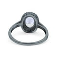 thumbnail image 3 of Black Tone, Simulated Cubic Zirconia Size-7 Halo Art Deco Oval Wedding Engagement Bridal Ring 925 Sterling Silver, 3 of 7