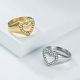 thumbnail image 4 of PAMTIER Heart Shape Rings for Women Non-Tarnish Stainless Steel Band with Zirconia Romantic Promise Signet Ring Silver Size 9, 4 of 6