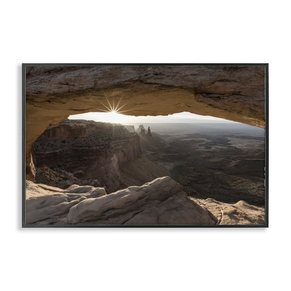 Stupell Industries Peeking Through Desert Arch Landscape & Nature Photography Black Framed Art Print Wall Art, 18 x 12