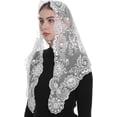 thumbnail image 2 of Catholic Lace Mantilla Veil - Marian Apparitions Embroidery Spanish Church Mass Scarf Chapel Prayer Christian Veil, 2 of 5