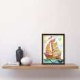 thumbnail image 2 of Sailing Ship At Sunrise Folk Art Artwork Framed Wall Art Print A4, 2 of 4