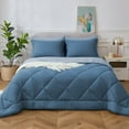 thumbnail image 6 of HIG 7 PCS Reversible Washed Microfiber Comforter set with Sheets, Diamond - Stitched King Bed in a Bag, Dusty Blue, 6 of 10