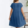 thumbnail image 5 of Fengqque Maxi Summer Dresses for Women Summer Cotton And Linen Casual Mid Length Solid ColorShortSleeve Round Neck Dress, 5 of 5