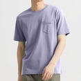 thumbnail image 2 of FRSASU Men's Pocket T-Shirt, Cool & Breathable Cotton Tees, Loose Fit Undershirts for Men Purple, 2 of 9