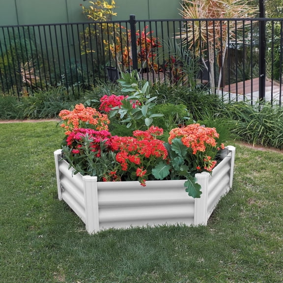 The Organic Garden Co Hakea 3.28' x 3.28' Metal Hex Garden Bed - Surfmist